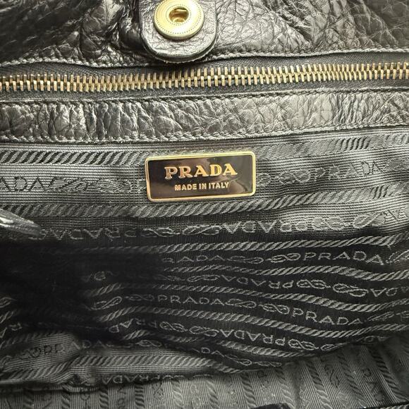 Vintage PRADA Black Tessuto Nylon Vitello Leather Trim Shoulder Tote Bag Y2K - Picture 9 of 16